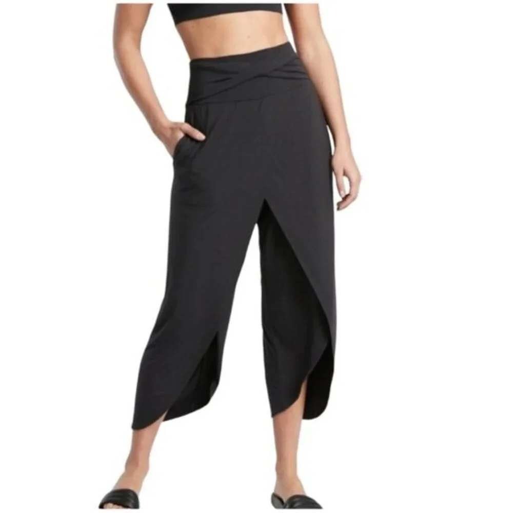 Athleta Release Pants L Black 657532 Soft Comfort Relaxed Loungewear Stretch